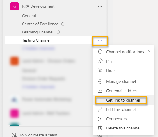 team and channel ids